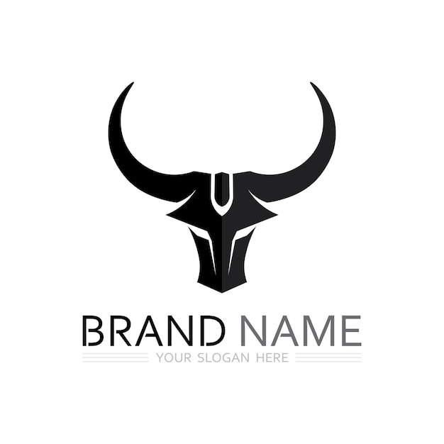 diseño de icono de logotipo de toro y vaca animales de cuerno vectorial