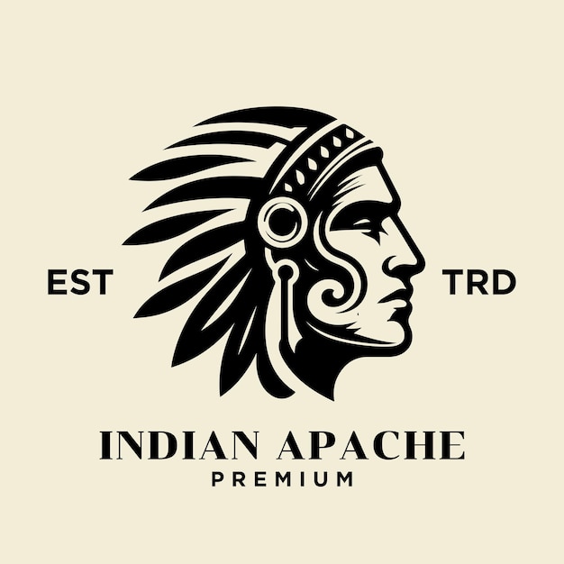 Vector diseño de icono del logotipo de la tribu india apache