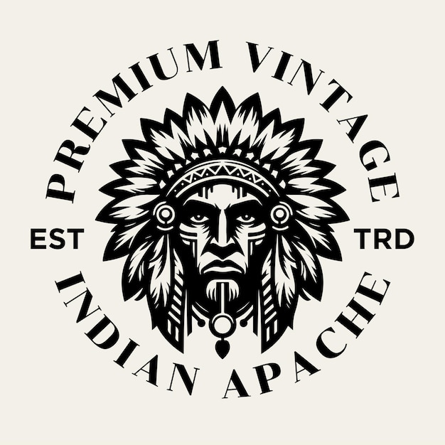 Vector diseño de icono del logotipo de la tribu india apache