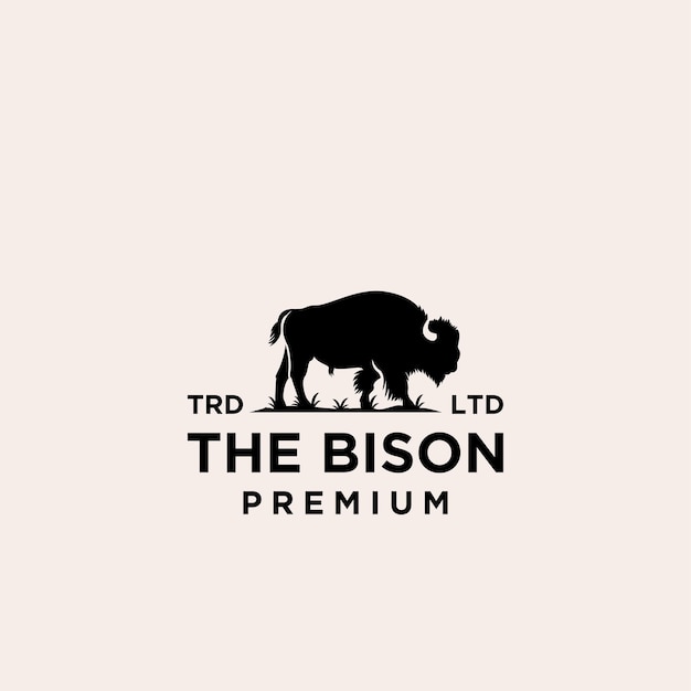 Diseño de icono de logotipo de vector de bisonte negro premium aislado fondo blanco