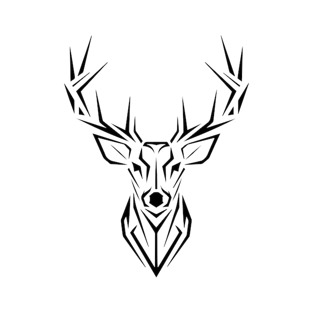 Diseño y icono del logotipo del vector de cabeza de ciervo abstracto