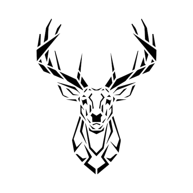 Diseño y icono del logotipo del vector de cabeza de ciervo abstracto