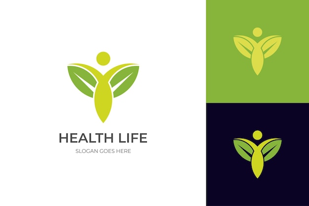Vector diseño de icono de logotipo de vida saludable de personas con símbolo de elemento de estilo de vida de salud