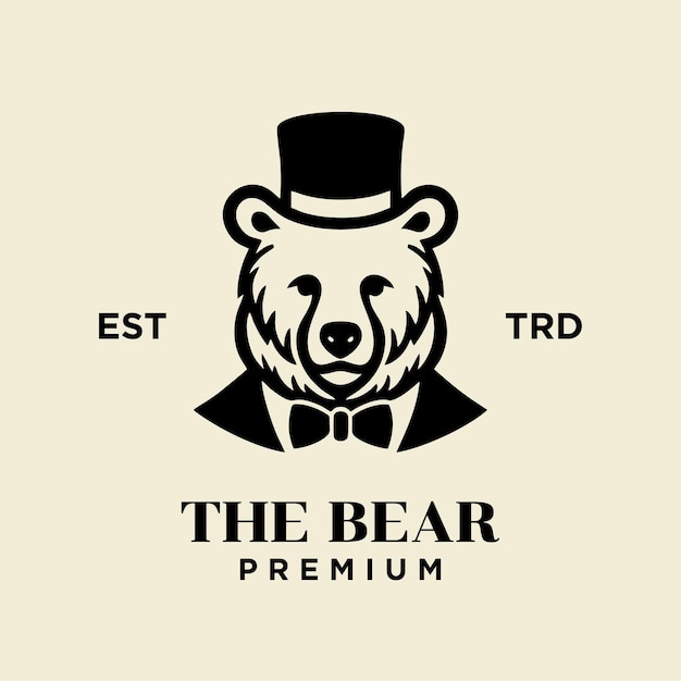 Vector diseño de icono del logotipo vintage bear gentleman