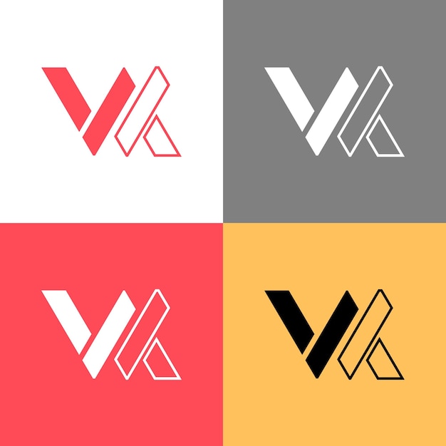 Diseño del icono del logotipo W K de estilo lineal
