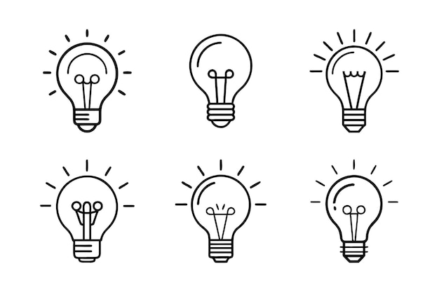 Diseño de icono de luz de bombilla establecido en vector