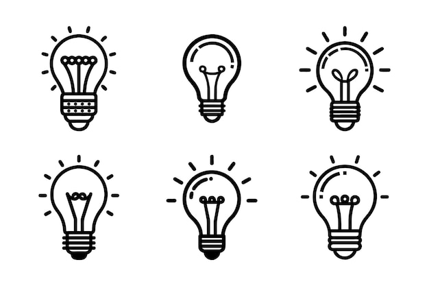Diseño de icono de luz de bombilla establecido en vector
