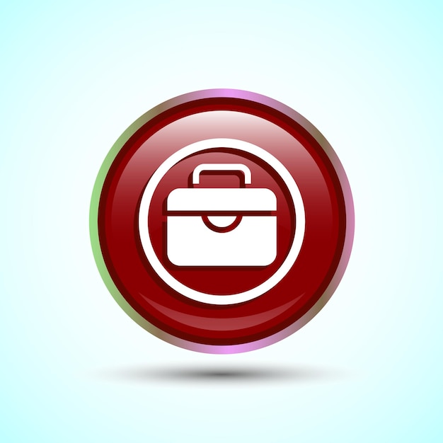 Diseño de icono de maletín Ilustración Icono de bolsa para aplicaciones y sitios web Diseño de botón redondo de color rojo
