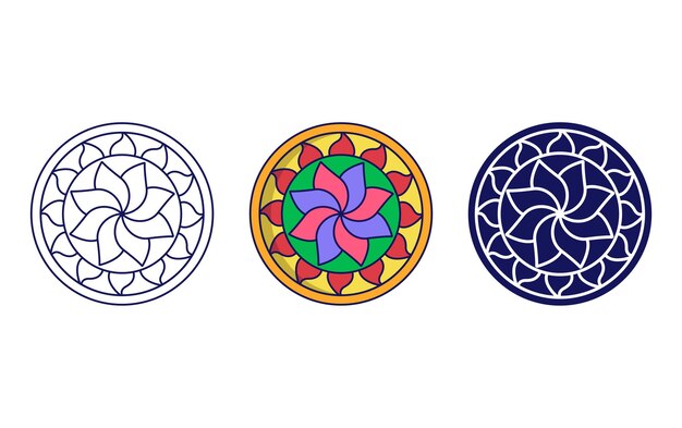 Diseño de icono de mandala, vector de ornamento geométrico