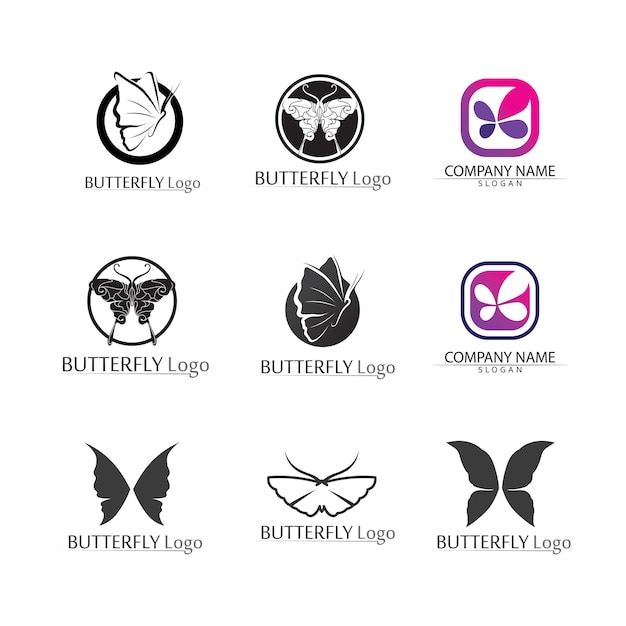 Diseño de icono de mariposa de belleza