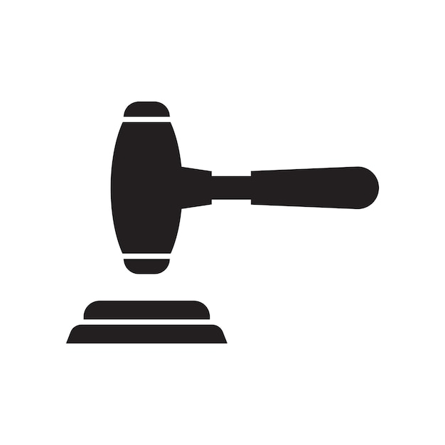 Diseño del icono del martillo de subasta aislado sobre un fondo blanco
