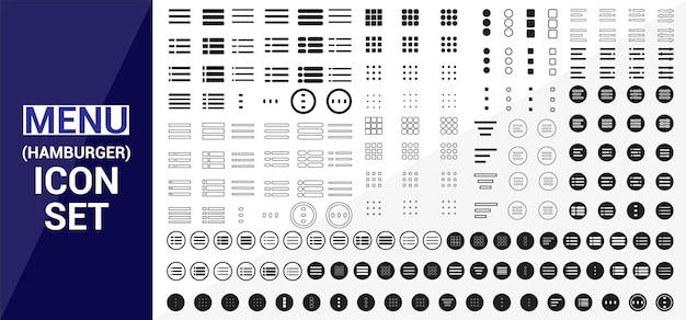 Diseño del icono del menú Hamburger para UI y aplicación