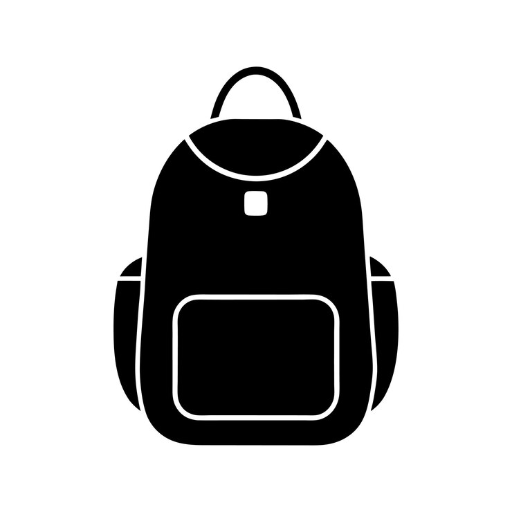 El diseño del icono de la mochila minimalista silueta silueta