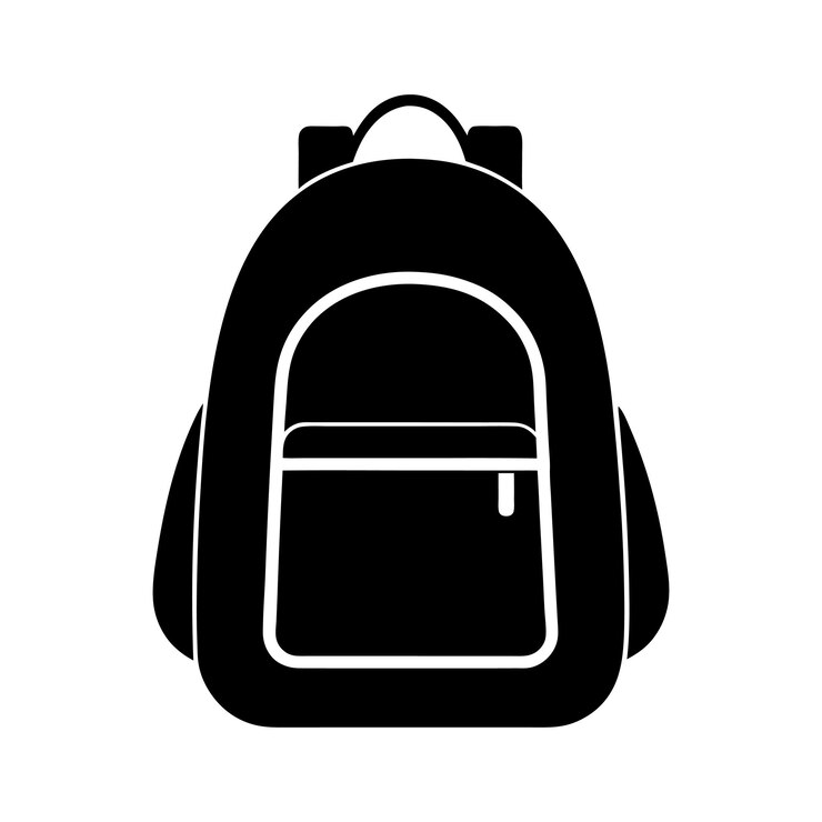 El diseño del icono de la mochila minimalista silueta silueta