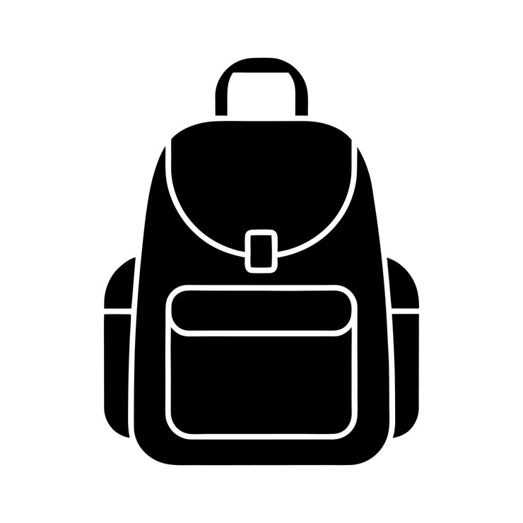El diseño del icono de la mochila minimalista silueta silueta