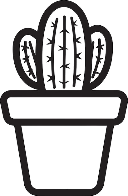 Diseño de icono negro de la olla de cactus del desierto Estilo puntiagudo Emblema vectorial de la olla del cactus