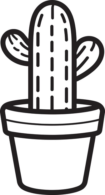 El diseño del icono negro de la olla de cactus del desierto del sueño Cactus Charm Cactus Pot Emblema vectorial