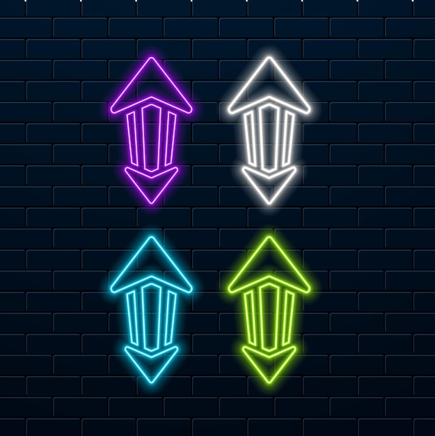 Diseño de icono de neón de flecha color verde
