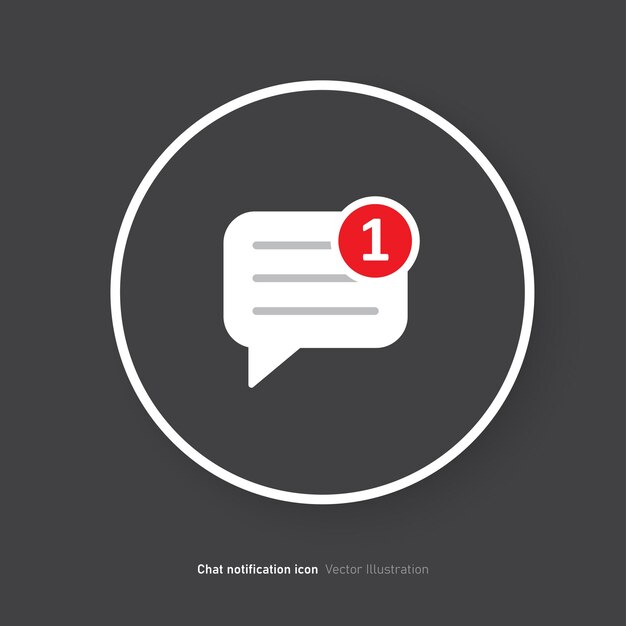 Diseño del icono de notificación de chat Ilustración vectorial del símbolo de burbuja de habla de chat