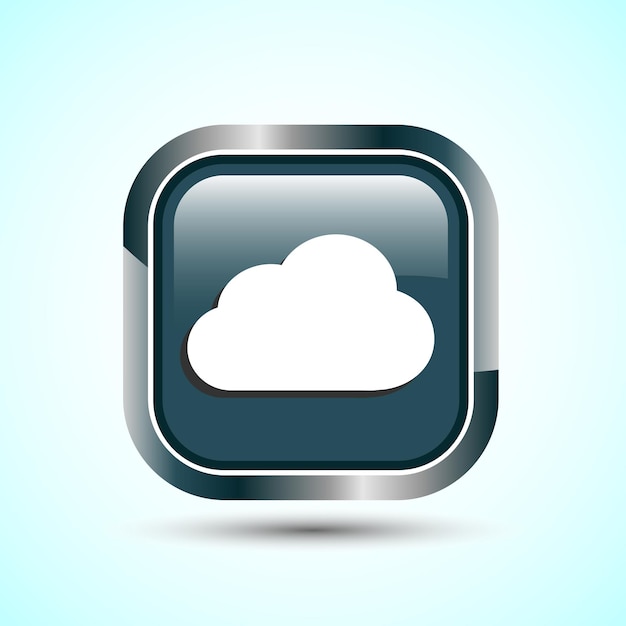 Diseño del icono de la nube Ilustración del icono del tiempo Signo de color gris Diseño del botón cuadrado