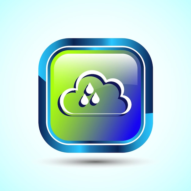 Diseño del icono de la nube Ilustración del signo del icono del tiempo Diseño del botón cuadrado brillante