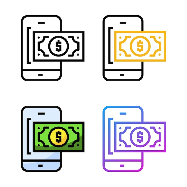 Diseño de icono de pago en línea en cuatro colores de variación