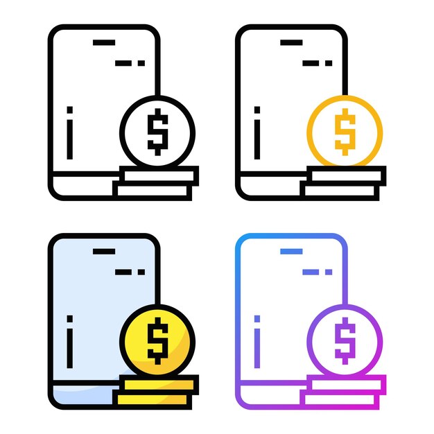 Diseño de icono de pago en línea en cuatro colores de variación