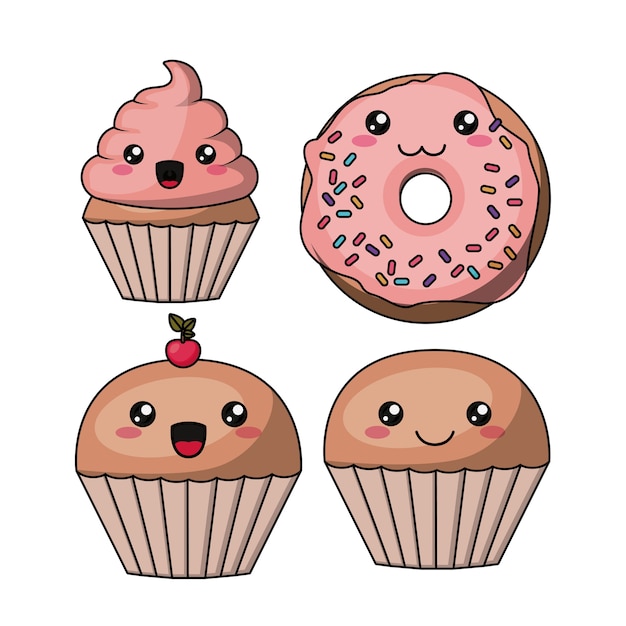 diseño de icono de personaje de cupcake aislado