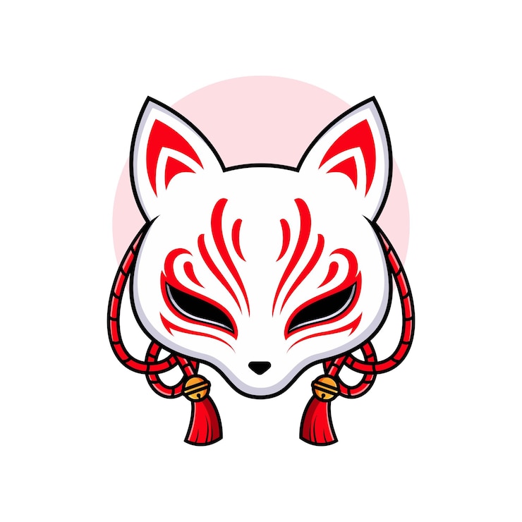 Vector diseño de icono de personaje de dibujos animados de máscara kitsune