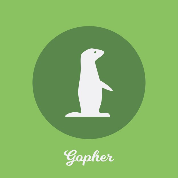 Diseño de icono plano de Gopher, elemento símbolo del logotipo