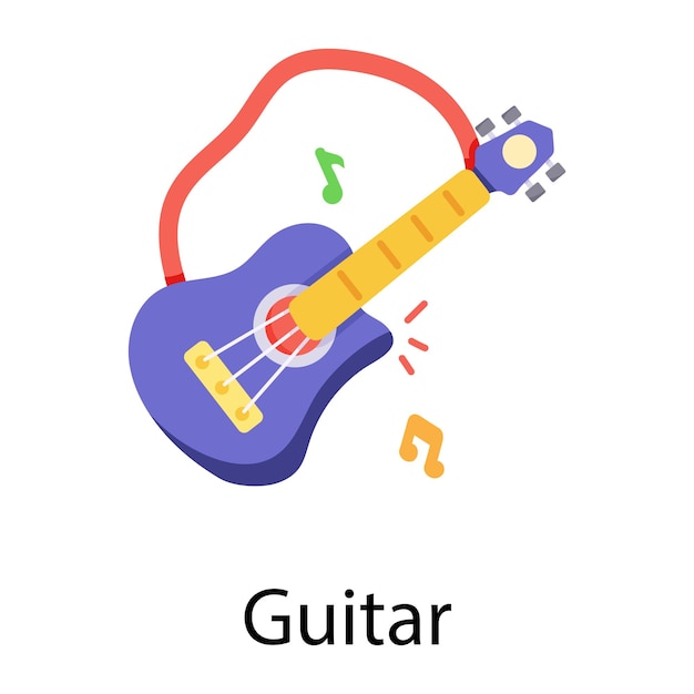 Diseño de icono plano moderno de guitarra