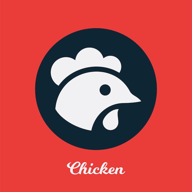 Diseño de icono plano de pollo, elemento símbolo del logotipo