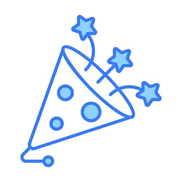 Diseño de icono plano de popper de fiesta aislado en fondo blanco