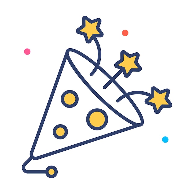 Diseño de icono plano de popper de fiesta aislado en fondo blanco