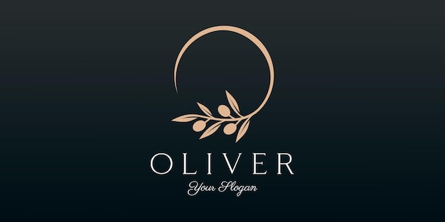 Diseño de icono de plantilla de logotipo de aceite de oliva twig