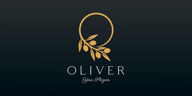 Diseño de icono de plantilla de logotipo de aceite de oliva Twig