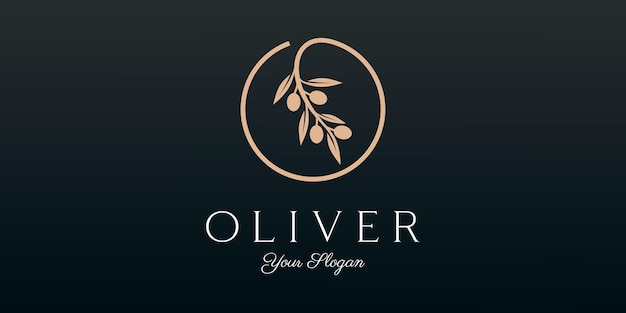 Diseño de icono de plantilla de logotipo de aceite de oliva Twig