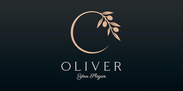 Diseño de icono de plantilla de logotipo de aceite de oliva Twig