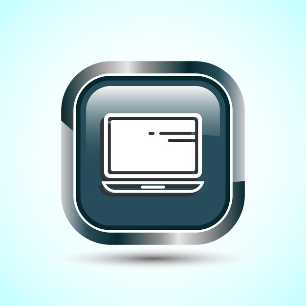 Diseño de icono de portátil Ilustración Icon de computadora para aplicaciones y sitios web Diseño de botón cuadrado de color gris