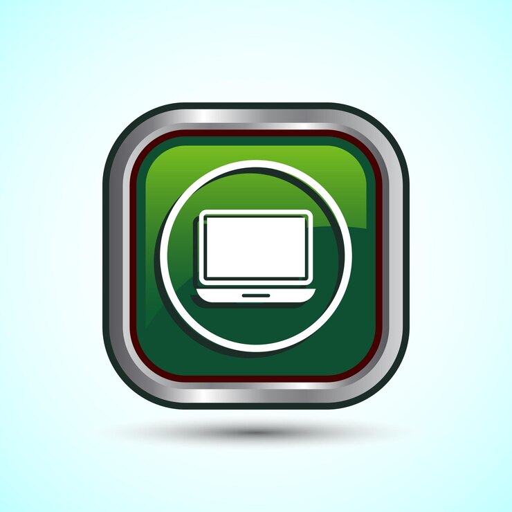 Vector diseño de icono de portátil ilustración icon de computadora para aplicaciones y sitios web diseño de botón cuadrado de color verde