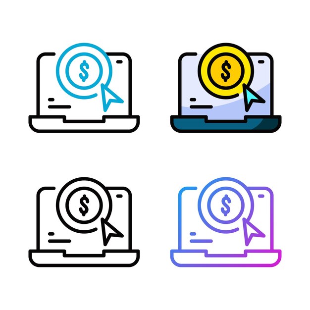 Diseño de icono de ppc en cuatro colores de variación