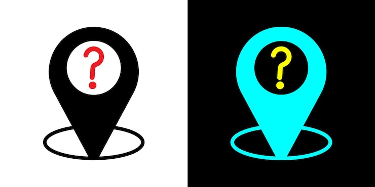 Vector diseño del icono de la pregunta de ubicación del mapa pointer de objetivo del mapa