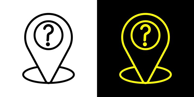 Diseño del icono de la pregunta de ubicación del mapa Pointer de objetivo del mapa