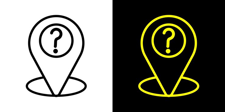 Vector diseño del icono de la pregunta de ubicación del mapa pointer de objetivo del mapa