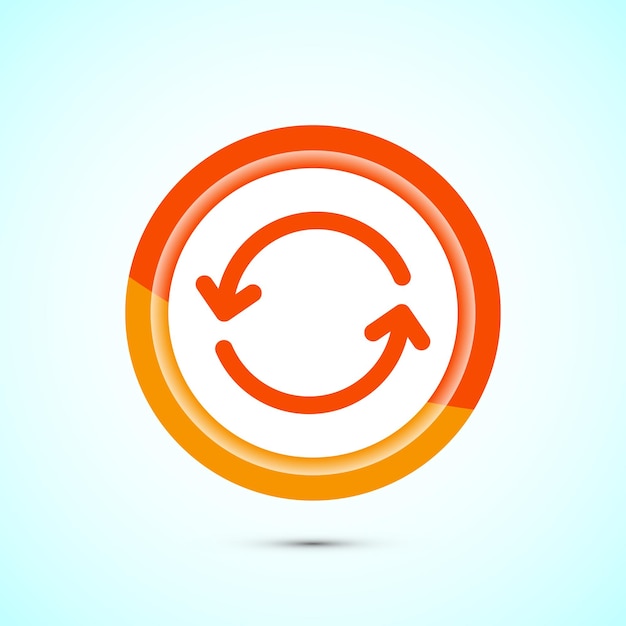 Diseño del icono de procesamiento de sincronización Icono de sincronización o restablecimiento Diseño del botón de color naranja