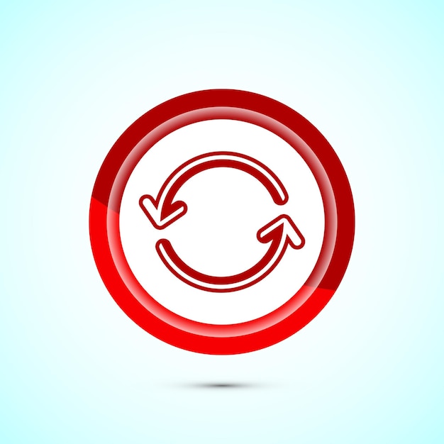 Diseño del icono de procesamiento de sincronización Icono de sincronización o restablecimiento Signo de recarga Diseño del botón de color rojo