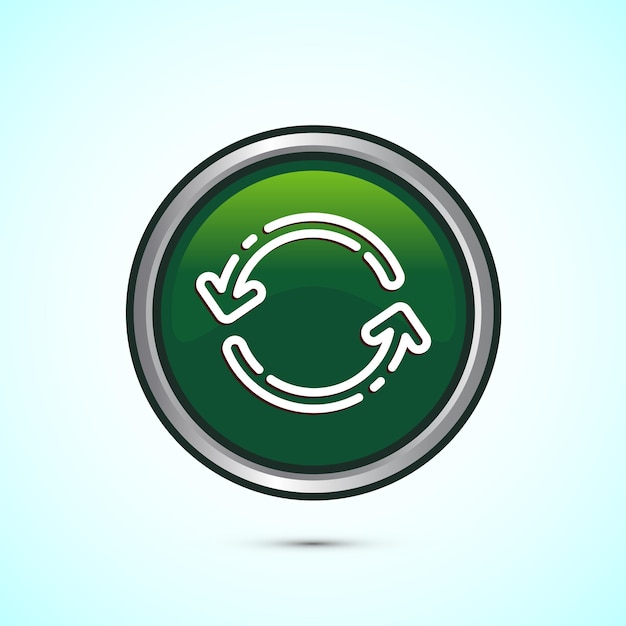 Diseño del icono de procesamiento de sincronización Icono de sincronización o restablecimiento Signo de recarga Diseño del botón redondo de color verde