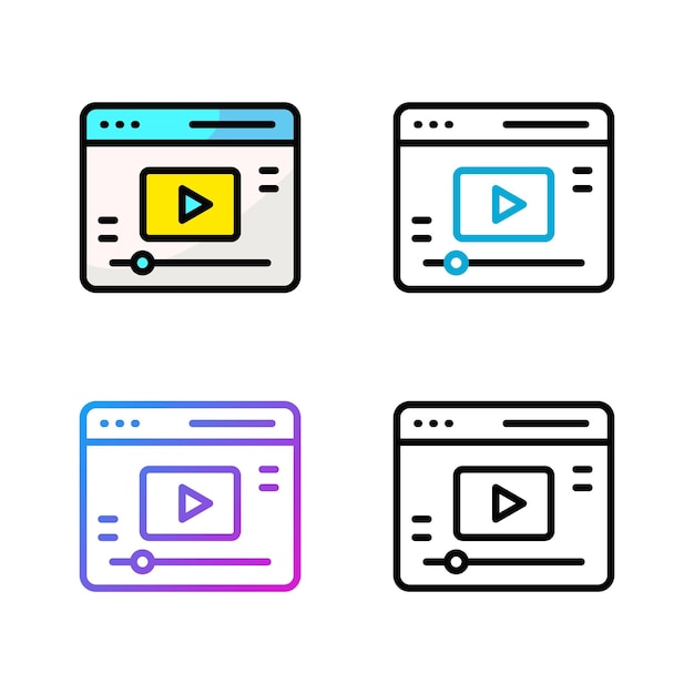 Diseño de icono de promoción de video en cuatro colores de variación