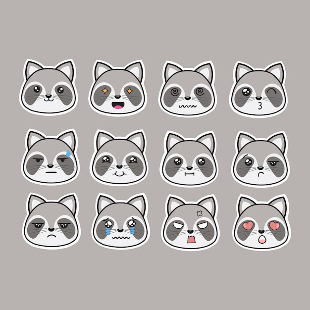 El diseño del icono de Racoon Cute