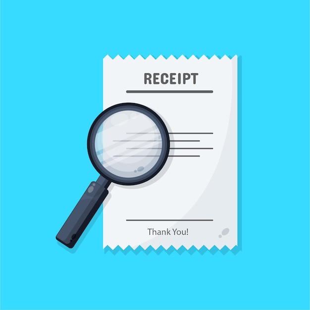 Diseño de icono de recibo con lupa